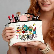 1 حقيبة تخزين بنمط قماش، حقيبة مستحضرات تجميل محمولة، حقيبة أدوات تجميل، حقيبة قرطاسية، بألوان محايدة، منظم سفر متعدد الوظائف، خفيفة الوزن وسهلة الحمل، مناسبة للتنقل والسفر، سعة كبيرة لتخزين مختلف العناصر الصغيرة