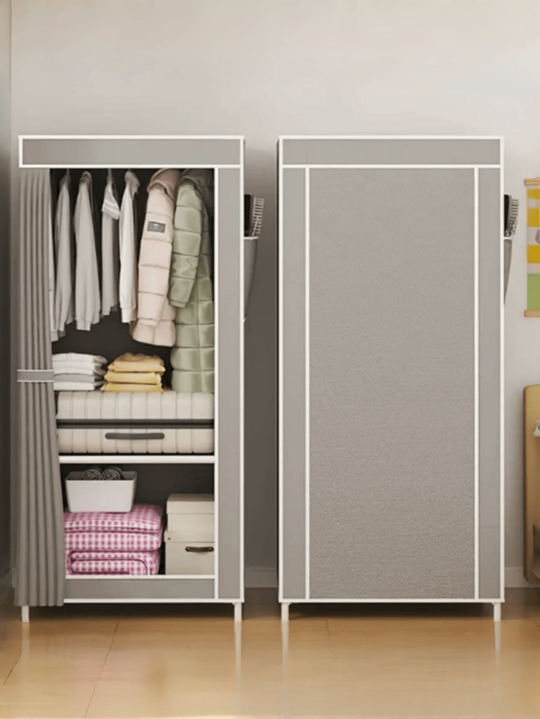 1 pièce Penderie portable, Garde-robe mode multifonctionnelle, Étanche à la poussière, Portant à vêtements autoportant avec rideau, Armoire de rangement pour chambre à coucher, Salon, Maison, Cadeau de Noël et de vacances, Cadeau pour enfants