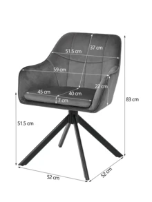 Goeurvant Modern Grid-Stitched Upholstered 360° Swivel Dining Chairs With Armrests And Removable Cushion For Dining Room, Living Room, Office - Set Of 2 / Set Of 4 / Set Of 6 - Dark Grey - Dark Grey - View 12