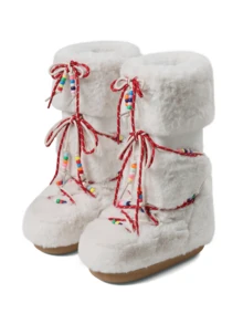 Women's Faux Fur Boots  Fuzzy Fluffy Furry Snow Boots Round Toe With Lace-Up Design Cute Warm Suitable For Christmas Halloween And Winter - Trắng a - Xem 5