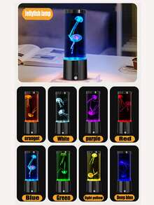 1个全新LED变色水母熔岩灯，电动水族箱海洋夜灯，RGB变色LED水母氛围灯，USB/电池供电（不含电池），适用于客厅、家居、卧室、游戏室装饰，节日和生日礼物，送给家人和朋友 - 彩色 - 查看 4