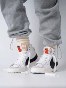 Nike Blazer Classic Retro Casual Versatile Mid-Top Skateboarding Shoes, Men DD3111-100 - White/Black/White/Sail White/White/Team Orange - View 4