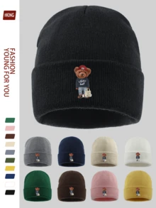 1pc Adventure Exploring Gas Monkey Garage & Cartoon Red Cap Teddy Bear Print Knit Beanie Hat, Unisex Warm Outdoor Cap With Gorilla & Slogan Design For Winter, Elastic Soft Comfortable Ski Hat, Funny Stylish Solid Color Knitted Cap For Skiing, Cycling, Running, Skateboarding, Fitness, Gifts For Dad, Grandpa, Halloween, Christmas - A - View 13