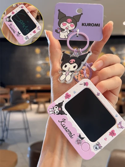 Sanrio Kuromi Doodle Board Keychain,Kawaii Cartoon Key Ring, Erasable Mini Drawing Pad + Reusable Note Function, Exquisite Hangyodon Design, Premium Durable Material, Cute Bag/Key/Backpack Decor, Stylish Japanese Anime Charm, Must-Have Bag/Key) for Sanrios, Novelus, the Girentials, the Esk, 錯誤 -Haves Novel Friends/Family/Birthday