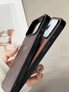Personalized Letter Engraved Phone Case, Multiple Classic Colors Available, Compatible With 17/16/15/14/13/12/11 Pro Max Series, Lens Protection, Gold Foil Process, 17 Pro Max Phone Case, Perfect Christmas Gift Choice - Multicolor - View 5