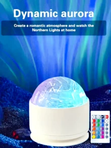 1 pieza Lámpara de proyección de olas de luces del norte LED. Con control remoto, 16 colores ajustables, crea una atmósfera romántica y acogedora, lámpara de proyección multifuncional adecuada para varias ocasiones, adecuada como regalo - Multicolor - Ver 5