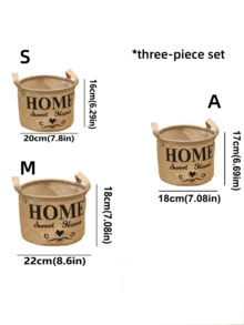 Multi-Pack Foldable Storage Baskets With Printed Designs, Available In Printed Round And Printed Square Styles, Washable Storage Bins For Clothes, Household Items, Bedroom, Desk, Closet, Kitchen Organization - Khaki - View 16
