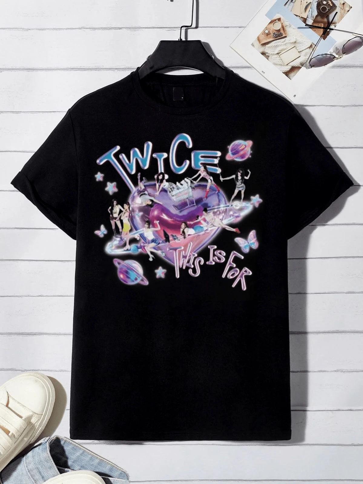 Twice World Tour 2025 Shirt, Team Twice 5th Tour Tee, Kpop Concert T-Shirt - Negro - Ver 1