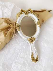 1pc Resin Hand Mirror, Ins Style Small Mirror, High-End Princess Style French Hand Mirror, Baroque Style Creative Retro Handle Mirror, Best Gift For Birthday, Graduation, Home Decor, Back To School, Study Supplies - Multicolor - View 11