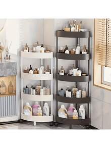 3/4/5层滚动式储物推车 - 多功能收纳整理架，适用于浴室、厨房和客厅 - 耐用轻便的塑料材质，配有稳固防滑底座 - 提供黑色、白色或灰色可选 - 非常适合家庭和办公室使用，厨房收纳推车 | 多功能收纳 | 塑料材质，浴室收纳 - 彩色 - 查看 13