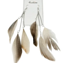 Retro Bohemian Tassel Earrings For Women, Elegant Vacation Personalized Feather Chain Dangle Earrings - Multicolor - View 13