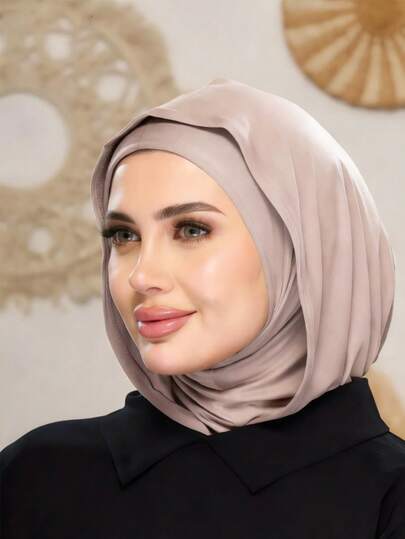 1件装女士纯色双层口罩颈套弹性头带，透气、舒适、弹力十足、吸湿排汗、防滑，多功能头巾，简约时尚围巾，帽子和配套头带一体式设计，适合日常使用。