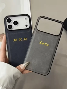 Personalized Letter Engraved Phone Case, Multiple Classic Colors Available, Compatible With 17/16/15/14/13/12/11 Pro Max Series, Lens Protection, Gold Foil Process, 17 Pro Max Phone Case, Perfect Christmas Gift Choice - Multicolor - View 3