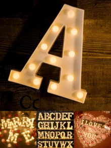 1pc LED Letter Lights Pink Lamp, Glitter Letters, Light Up Alphabet, Letters Sign, Dry Battery Powered, For Home Party Decoration Night Bar Wedding Birthday Christmas Lamp Girls Gift, Night Light For Proposals, Birthdays, And Photo Props, The Best Gift For Mother's Day And Father's Day - Multicolor - View 10