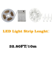 Dải đèn LED ánh sáng ấm, có thể cắt được, chạy bằng pin, đa chức năng, thích hợp cho hộp quà, tủ quần áo và tủ đựng đồ (không bao gồm pin). - Ánh sáng trắng - Xem 12