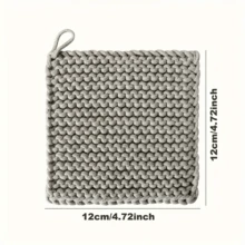 1 قطعة حامل إناء مصنوع يدويًا، حصيرة عزل سميكة مُحاكة، حصيرة طاولة ذات لون واحد للمطبخ والمائدة