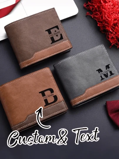 1pc Personalized Wallet - Customizable Engraving, Dual-Color Design (Black/White), Zipper Closure, Multiple Card Slots - Valentine's Day/Anniversary/Birthday Gift (Suitable For Both Men And Women) - Durable For Daily And Special Occasions - Minimalist Unisex Wallet, Card Holder, Exquisite Craftsmanship