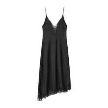 Seelio 新款女装连衣裙，欧美风时尚简约性感蕾丝边吊带连衣裙，春夏款 - 黑色 - 查看 2