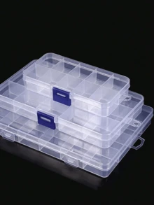 10/12/15/18/24格透明收纳盒，多用途塑料空盒，可用于存放耳环、戒指、珠宝、美甲用品、女士礼品等。 - 透明 - 查看 8