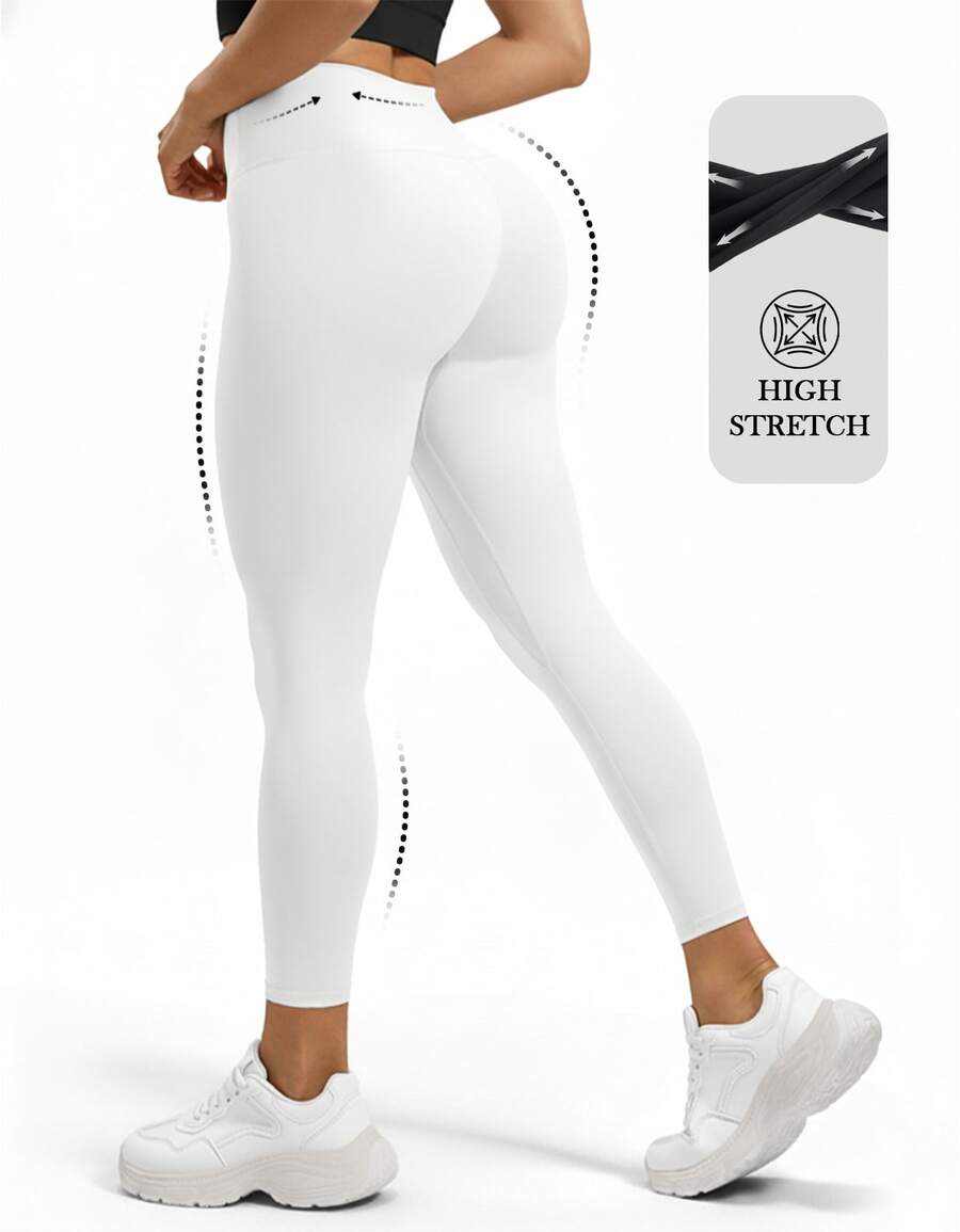 Pantalones de yoga con cintura alta y efecto adelgazante para mujeres, ropa de yoga para gimnasio, pantalones casuales de uso diario de verano, ropa de mujer, leggings para mujer - Blanco - Ver 1