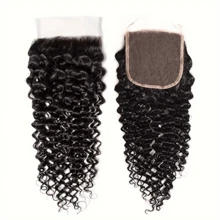 BINF Curly Human Hair Bundles With A Frontal Root, Wet And Wavy, With A Closure. Natural, Untreated Human Hair Extensions For Girls, Perfect For DIY Hairstyles, Suitable For All Ethnicities, An Ideal Gift For Christmas, New Year's Eve, Halloween And Other - Natural Black - View 7
