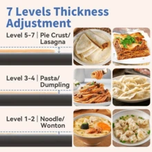 Electric Pasta Maker Machine, Adjustable Thickness Noodle Maker For Spaghetti, Fettuccine, Lasagna & Dumpling Skins | 7-Level Customization,Stainless Steel, Easy Clean - US A Type Plug(110-127V) - View 2