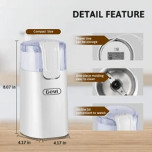 Gevi 12-Cup Electric Coffee Grinder With Stainless Steel Blades, Black - White - View 6