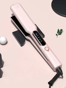 1 件陶瓷二合一直发器和卷发器，1.5 英寸高级钛金属平板夹，适合所有发型，快速加热，双电压，自动关闭，带手套和 2 个夹子