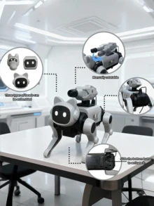 遥控机器狗互动玩具，儿童电子宠物礼物，STEM互动宠物，智能逼真机器狗玩具，生日和圣诞礼物 - 淺灰色 - 查看 3