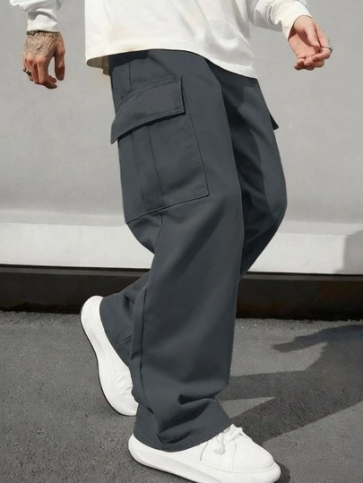 1pc Men's Spring Multi-Pocket Cargo Pants, Casual Loose Fit Outdoor Sports Trousers For Summer Beach, Daily Running, Hiking, Workout, Jogging, Commuting, Fashionable Straight Leg