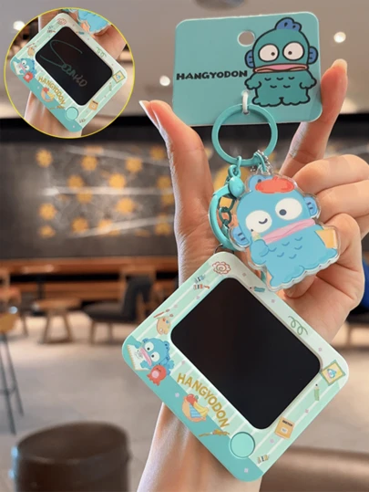 Sanrio Hangyodon Doodle Board Keychain,Kawaii Cartoon Key Ring, Erasable Mini Drawing Pad + Reusable Note Function, Exquisite Hangyodon Design, Premium Durable Material, Cute Bag/Key/Backpack Decor, Stylish Japanese 安Friends/Family/Birthday