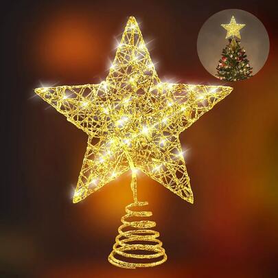 Christmas LED Light Tree Topper Star, Xmas Holiday Tree Decoration Star Light