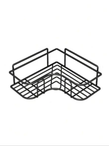 1个免钻孔三角形置物架，适用于浴室、厨房，铁艺收纳架，带篮子，可壁挂安装 - 彩色 - 查看 2
