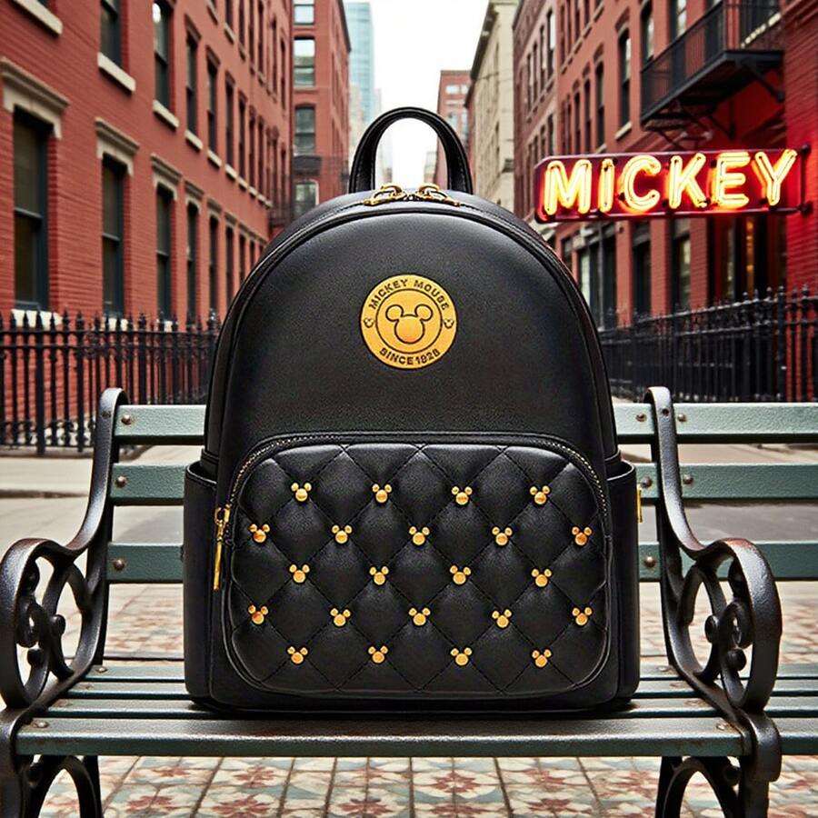 Disney Túi đeo vai bằng da tổng hợp mềm mại hình chuột  được cấp phép chính thức có dây đeo vai đôi có thể điều chỉnh thời trang dành cho nữ khi đi làm, món quà tuyệt vời nhất cho bạn bè, gia đình, người hâm mộ chuột - DHF23940-A - Xem 1