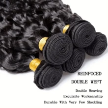 BINF Curly Human Hair Bundles With A Frontal Root, Wet And Wavy, With A Closure. Natural, Untreated Human Hair Extensions For Girls, Perfect For DIY Hairstyles, Suitable For All Ethnicities, An Ideal Gift For Christmas, New Year's Eve, Halloween And Other - Natural Black - View 9