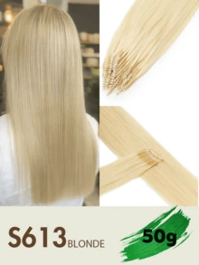 8D微型接发，真人发微珠接发，直发，灰金色挑染，漂白金色，50股，纳米环，隐形迷你硅胶珠微型接发