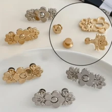 1/4 Pair Floral Pattern Denim Cinch Belt, Instant Buckle, Metal Waist Adjuster, Removable Seamless Denim Needle, Adjustable Belt Flower Buckle - Multicolor - View 7