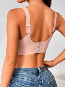 Yoga Basic Women's Seamless Sports Bra With Removable Pads, Suitable For Summer Wear, With Lift And Support - Pink - View 2