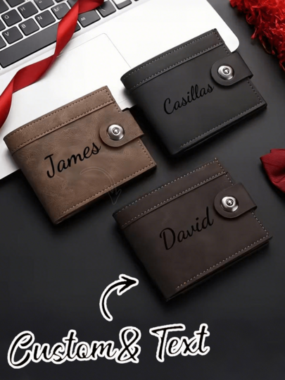 1 Cartera personalizada de gran capacidad para hombres, personalizable con foto/nombre/iniciales. Una cartera vintage personalizada para hombres, el regalo perfecto para padres/esposos para Navidad, Día del Padre y San Valentín. Un regalo perfecto para abuelos, padres y seres queridos. Exquisita y romántica, de múltiples usos, gran capacidad y versátil.