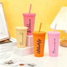 Ly nhựa acrylic 16oz in hình cá nhân kèm ống hút, ly dành cho phù dâu, quà tặng tiệc độc thân, quà cho phù dâu, ly phù dâu, ly in hình cá nhân, ly tùy chỉnh, ly, tiệc độc thân, ly in hình cá nhân, ly phù dâu, ly dành cho phù dâu trưởng, ly kết hợp chữ cái, ly tiệc bể bơi - Ly trà sữa Morandi nhiều màu - Xem 2