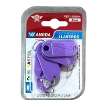 Pack de 5 Llaveros de Colores en Rosa, Azul o Morado – Diseño Resistente, Ligero y Moderno para Mantener tus Llaves, Mochilas o Accesorios Perfectamente Organizados con un Toque Vibrante y Lleno de Estilo - Lila Púrpura - Ver 1