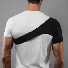 VBOSI Small Size 1 Piece Adjustable Shoulder Support Brace – Compression Sleeve For Rotator Cuff For Men & Women - Black - View 7