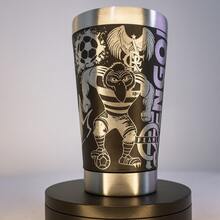 Personalized Laser Engraved Flamengo Thermal Mug 473ml – Red And Black Theme - Black - View 2