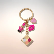 红色新款化妆盒、口红、嘴唇造型合金钥匙扣、包包挂饰、礼物、情人节小礼物 - 彩色 - 查看 4