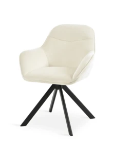 Goeurvant Stylish Smile Curve Upholstered 360° Swivel Dining Chairs With Armrests And Metal Legs For Dining Room, Living Room, Office - Set Of 2 / Set Of 4 / Set Of 6 - Cream - Apricot - View 6