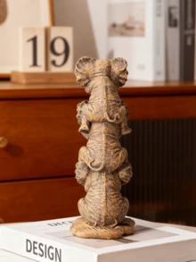 叠叠大象摆件，波西米亚风家居装饰 - 独特的树脂动物雕像，适用于客厅、书桌和书架，是动物爱好者的理想礼物 - 彩色 - 查看 5