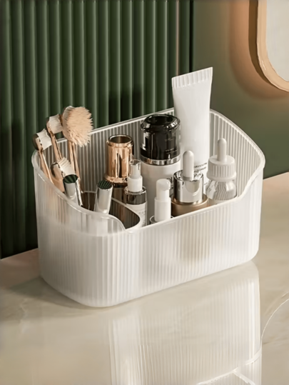 קופסת אחסון קוסמטיקה לחדר האמבטיה אחת, מתקן ארגונית לטיפוח ואיפור שולחני, מיכל איפור, אביזרי אמבטיה, קופסת ארגונית לאיפור