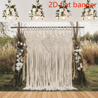 Tapiz de estilo bohemio romántico de fondo plano 2D: Agrega una hermosa atmósfera natural a tu boda, perfecto para ceremonias al aire libre, decoraciones del Día de San Valentín o fiestas de otoño, creando fácilmente un telón de fondo suave y soñador para celebrar cada momento importante del amor. Pancarta de fiesta, disponible en múltiples tamaños.