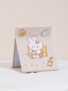 1 Stück faltbarer, tragbarer Cartoon Make-up Spiegel, Tisch-Handhalte-Papier Make-up Spiegel, süßer Tisch-Standspiegel für den Heimgebrauch