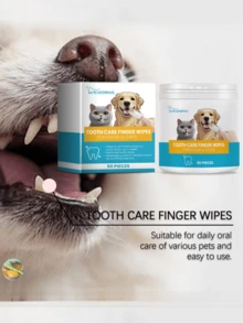 YEGBONG Large Capacity Dog Teeth Cleaning Finger Wipes, Suitable For Dogs & Cats | Pre-Soaked, Easy To Use, Freshen Breath, Convenient Oral Care, No Brushing Required - Multicolor - View 10